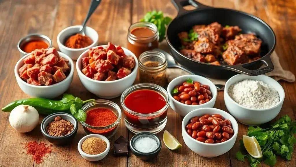 Ingredientes do beef chili Ingredientes do beef chili