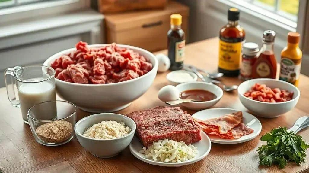 Ingredientes do bolo de carne midwest meatloaf