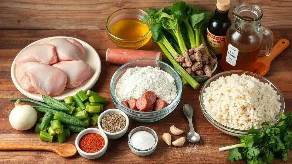 Ingredientes do Cajun Chicken Gumbo