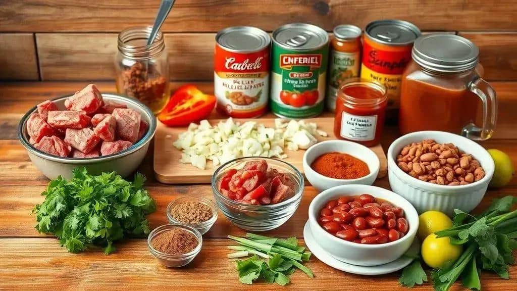 Ingredientes do chili con carne texano Ingredientes do chili con carne texano