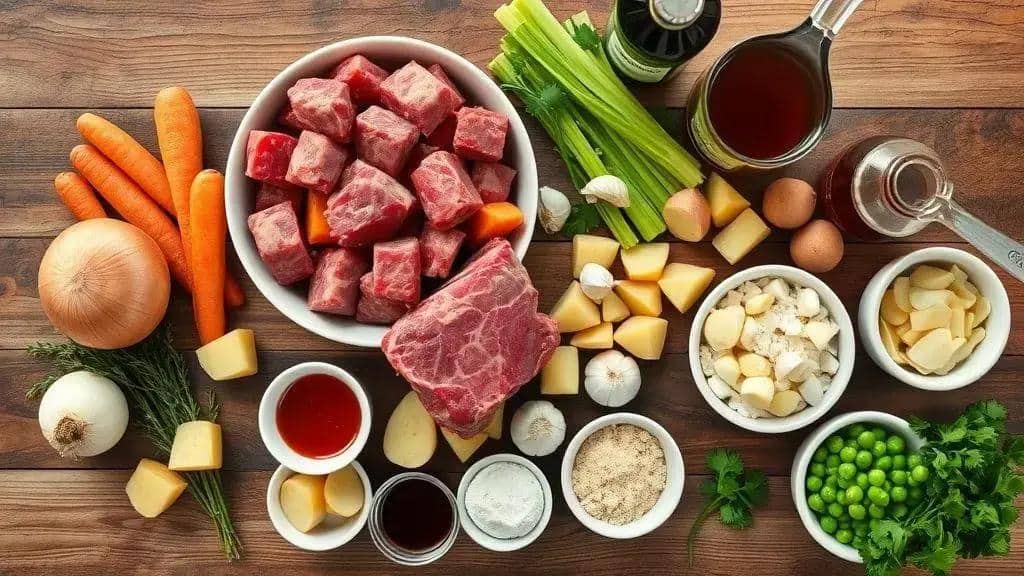 Ingredientes do ensopado de carne Midwest beef stew
