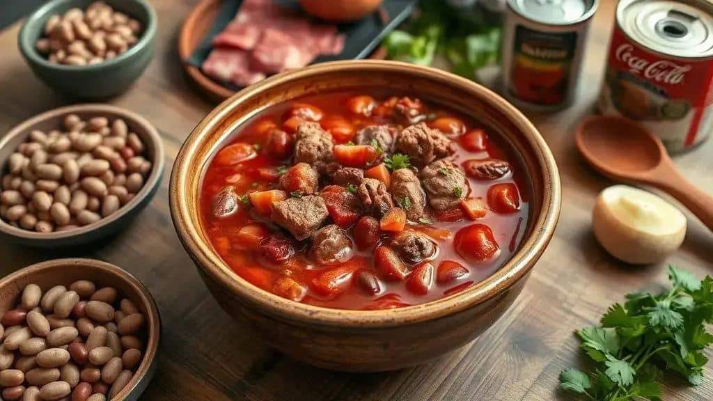 Ingredientes do ensopado de carne Midwest chili