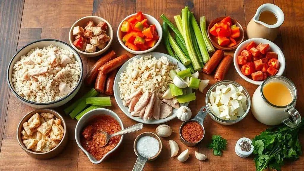 Ingredientes do jambalaya clássico