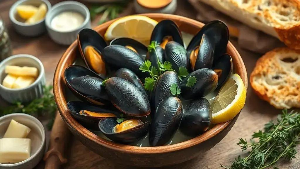 Ingredientes do mexilhões ao vapor New England