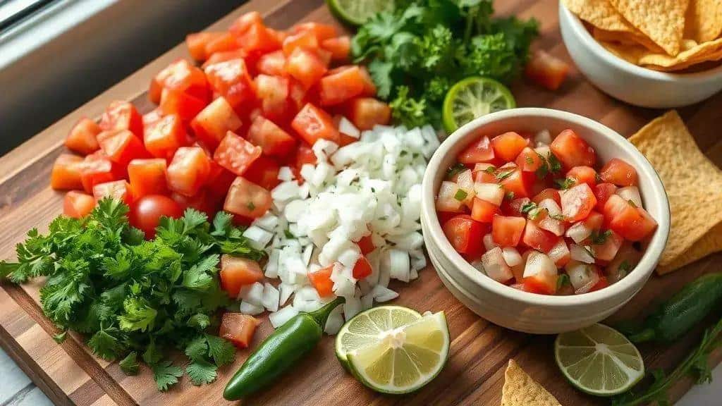 Ingredientes do molho fresco (Pico de Gallo)