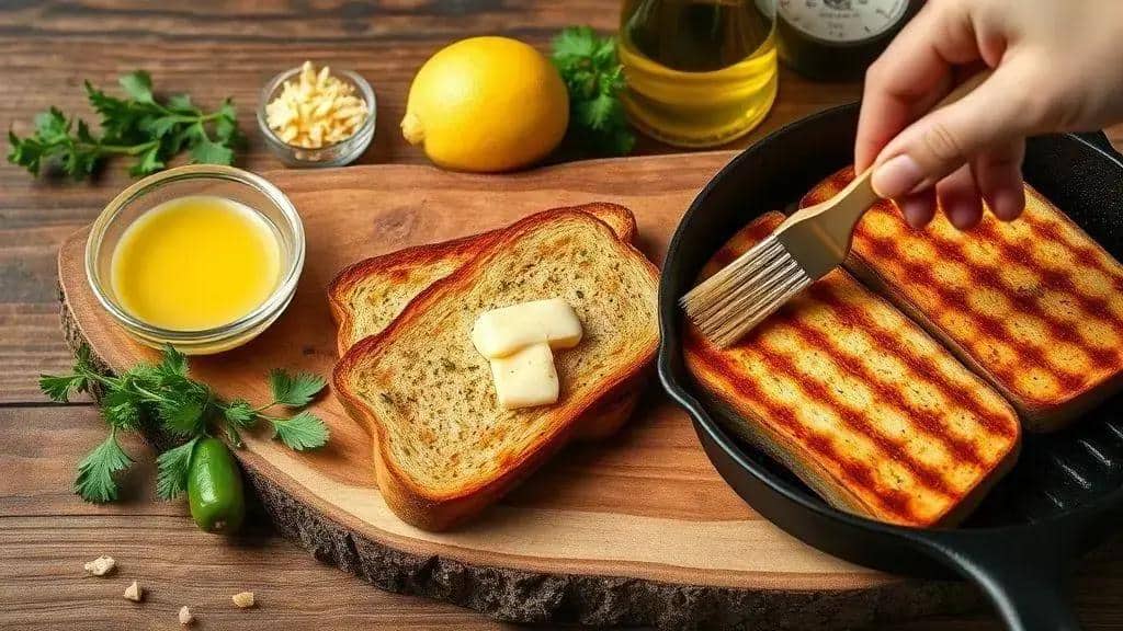 Ingredientes do pão grelhado com manteiga e alho Texas e Sudoeste