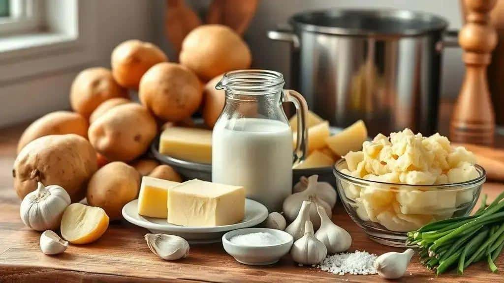 Ingredientes do purê de batatas caseiro