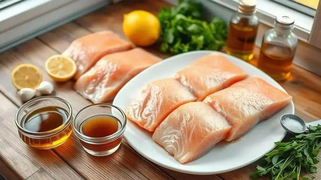 Ingredientes do salmão com calda de maple