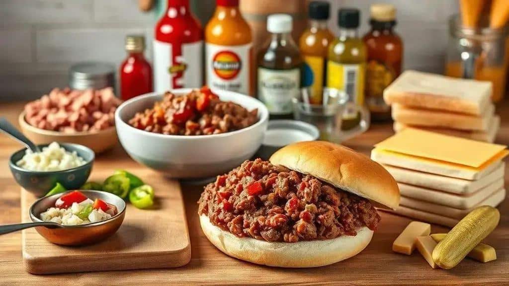 Ingredientes do sanduíche Sloppy Joes