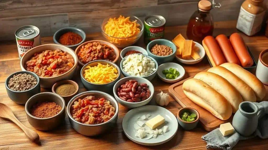 Ingredientes do Texas Chili Dogs Ingredientes do Texas Chili Dogs
