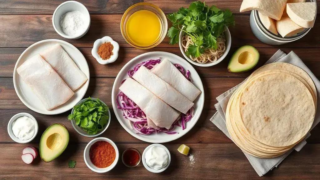 Ingredientes dos fish tacos californianos