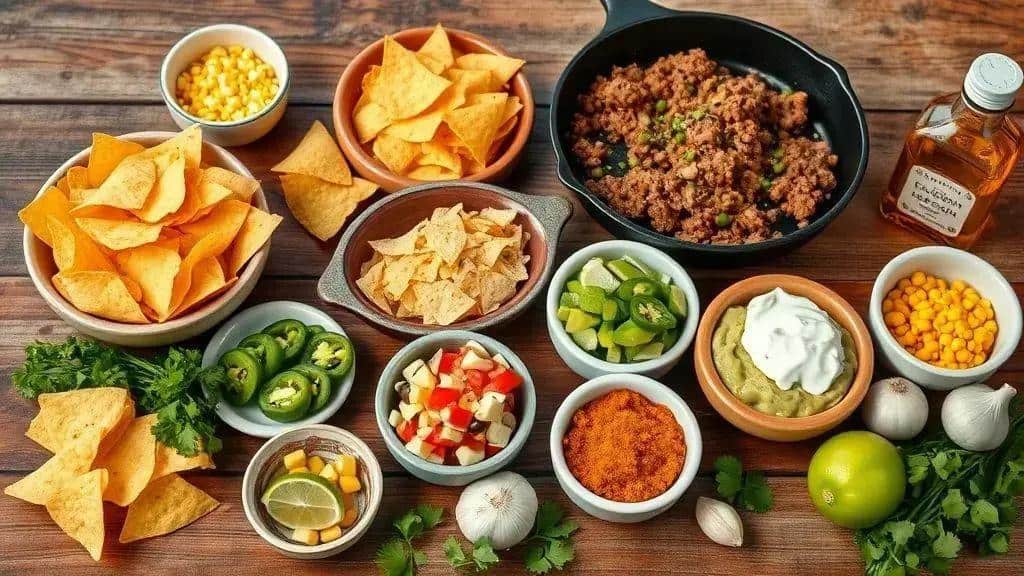 Ingredientes dos nachos tex-mex Ingredientes dos nachos tex-mex