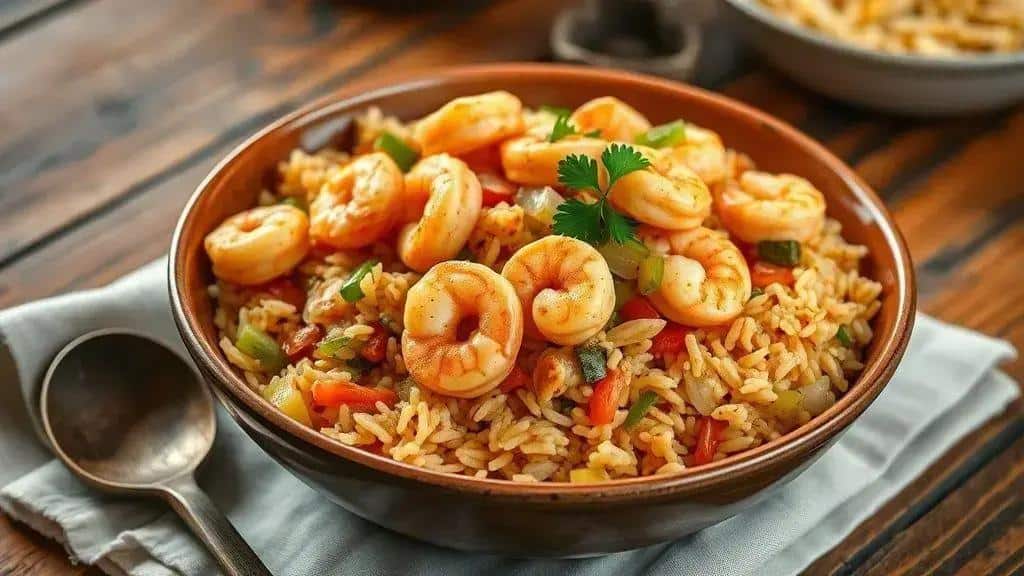 Jambalaya de Camarão Cajun & Creole shrimp jambalaya