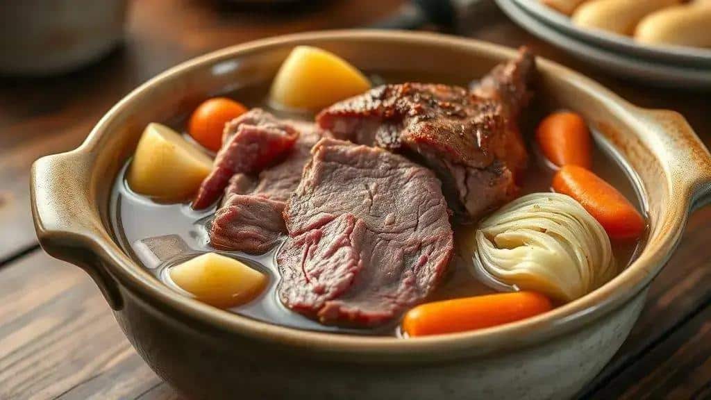Jantar Típico com Carne e Legumes New England boiled dinner