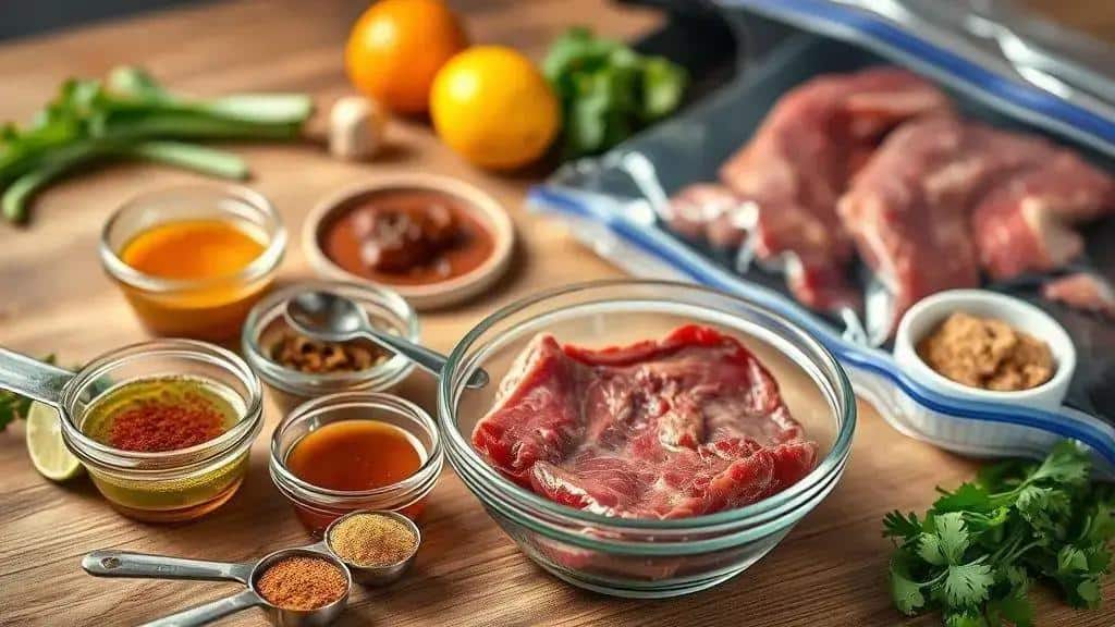 Marinadas, temperos e tempo de descanso para beef fajitas Marinadas, temperos e tempo de descanso para beef fajitas