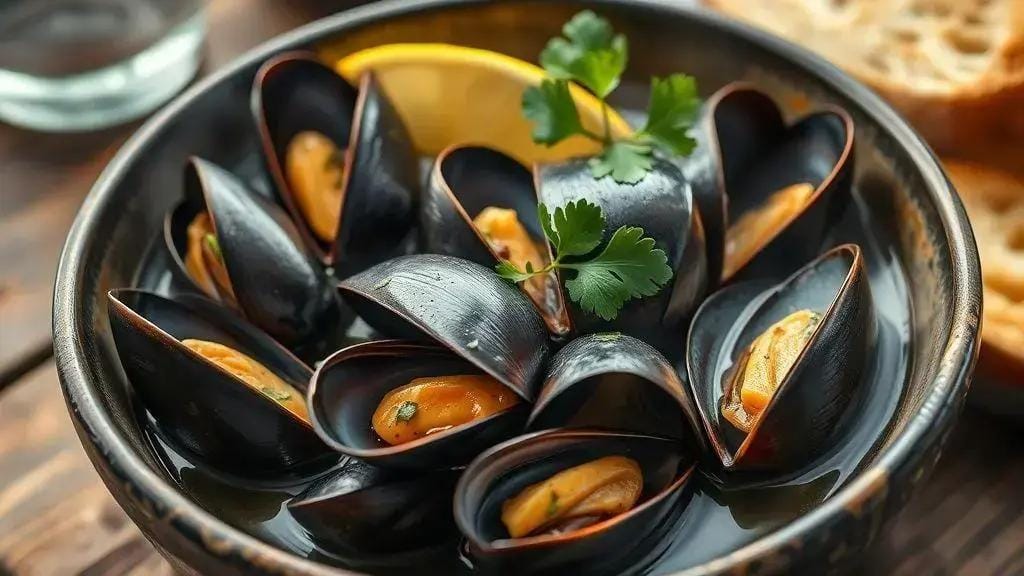 Mexilhões ao Vapor New England steamed mussels