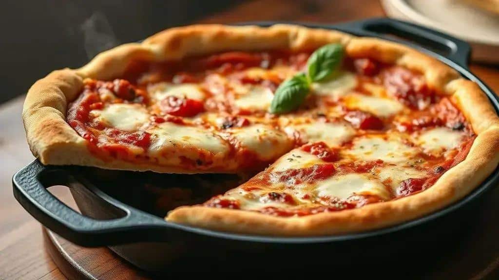 Pizza de Massa Grossa de Chicago Midwest deep dish pizza
