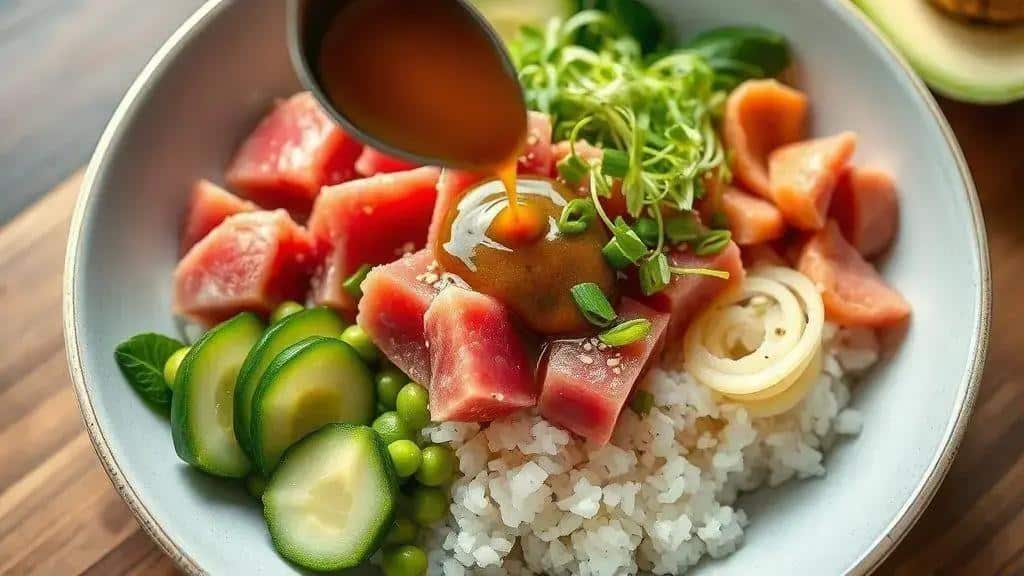Poke de Atum Fresco Costa Oeste ahi tuna poke
