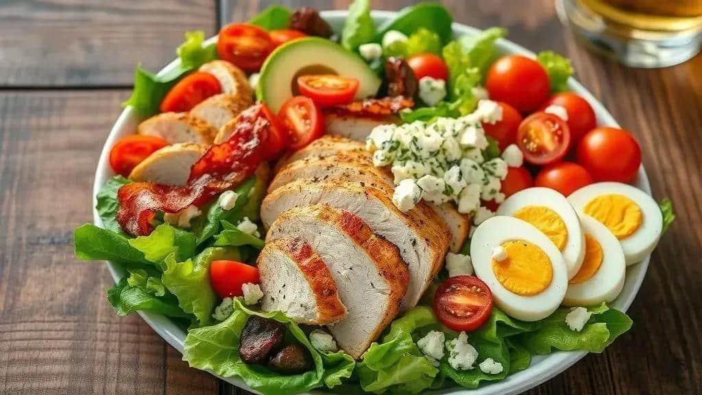 Salada Completa com Frango, Bacon e Abacate Costa Oeste cobb salad