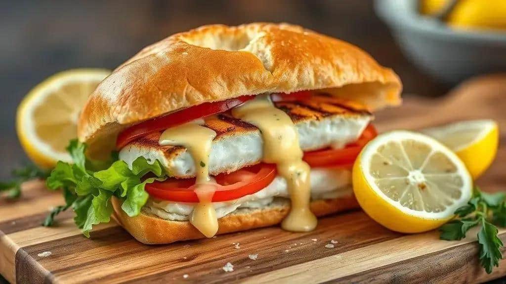 Sanduíche de Peixe Grelhado Costa Oeste fish sandwich