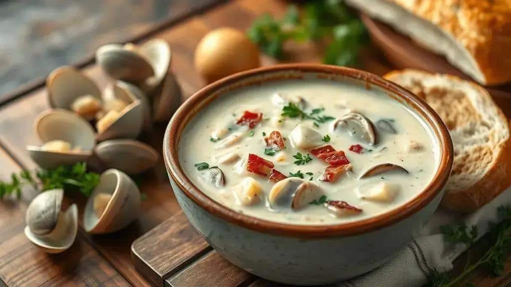 Sopa Cremosa de Mariscos New England clam chowder