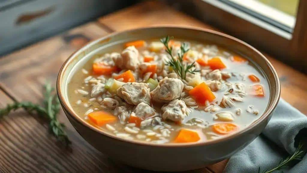 Sopa de Arroz Selvagem e Frango Midwest wild rice soup