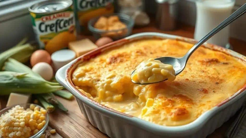 Suflê de Milho Cremoso Midwest corn casserole