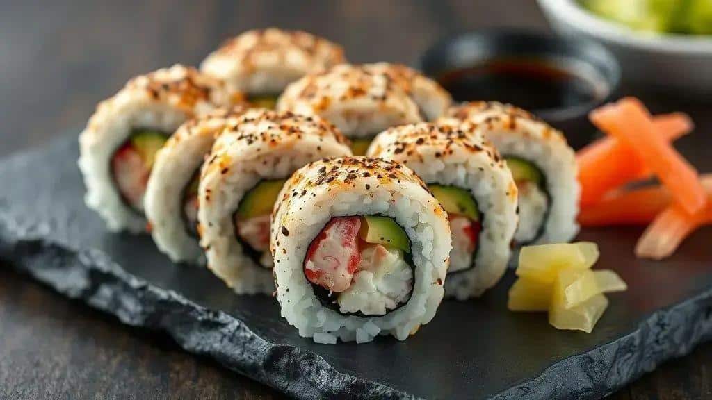 Sushi de Caranguejo e Abacate Costa Oeste california roll