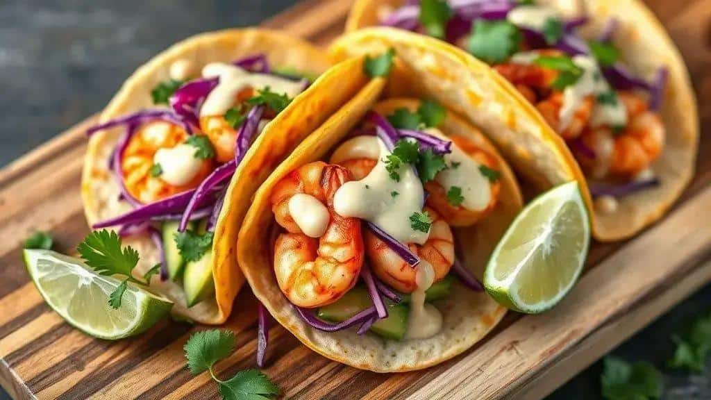 Tacos de Camarão Californianos Costa Oeste shrimp tacos