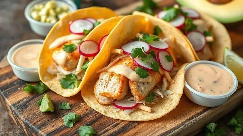 Tacos de Peixe com Molho Cremoso Costa Oeste fish tacos