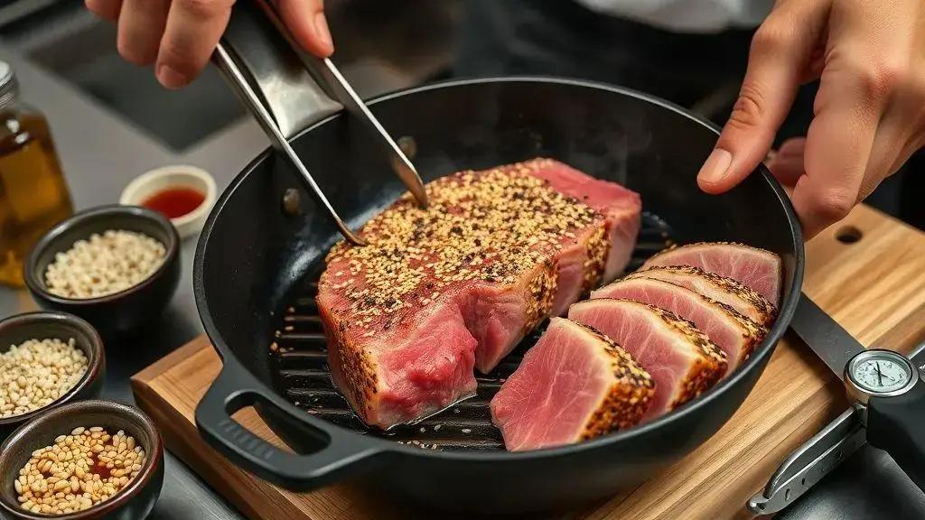 Técnicas e dicas do chef para selar o atum perfeitamente