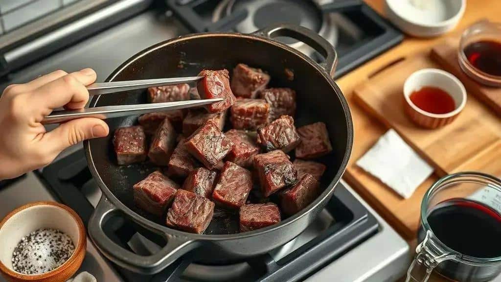 Técnicas para dourar e selar a carne