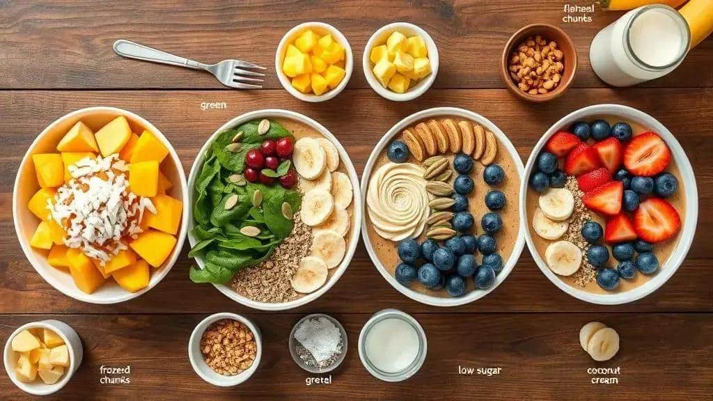 Variações da California Smoothie Bowl e substituições saudáveis Variações da California Smoothie Bowl e substituições saudáveis