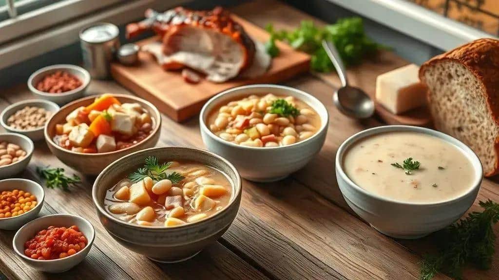 Variações da Ham and Bean Soup (versões vegetarianas e rápidas)
