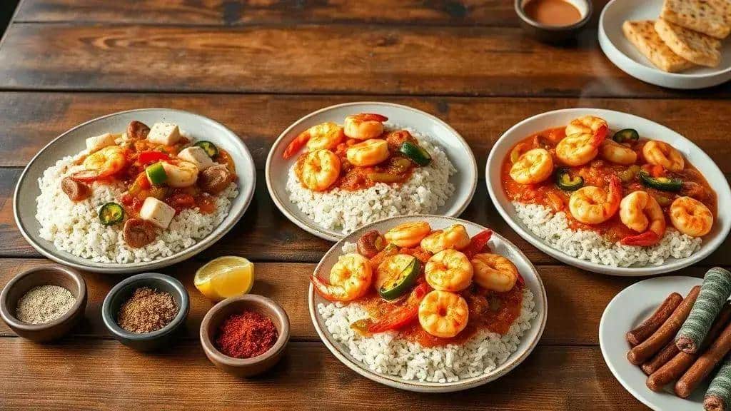 Variações da receita shrimp creole: versões leves e mais picantes