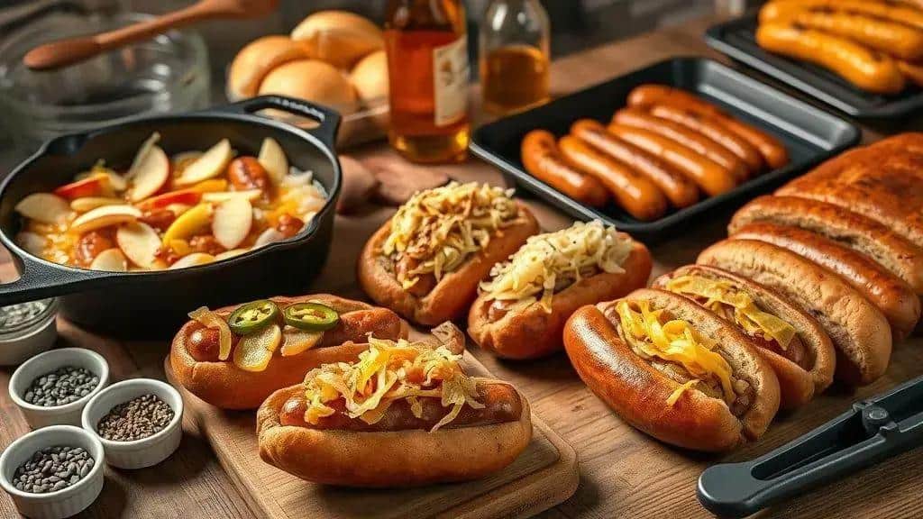 Variações das Midwest beer brats: recheios e métodos