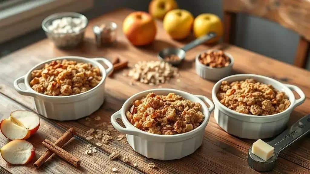 Variações do apple crisp: sem glúten, com aveia e versões veganas