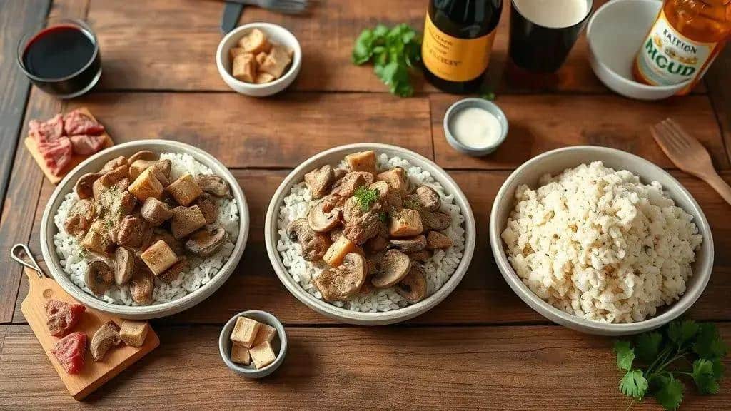 Variações do beef stroganoff caseiro