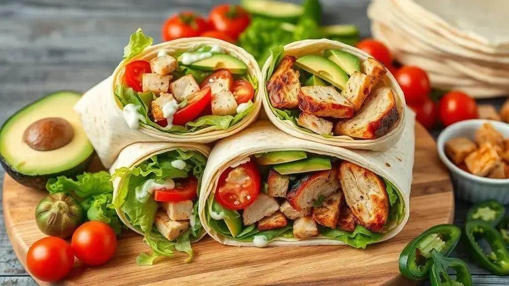 Variações do California Chicken Wrap: versões vegetarianas e picantes Variações do California Chicken Wrap: versões vegetarianas e picantes