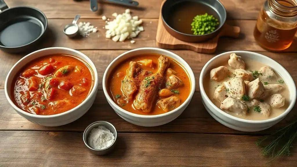 Variações do chicken étouffée: creole, cajun e versões leves