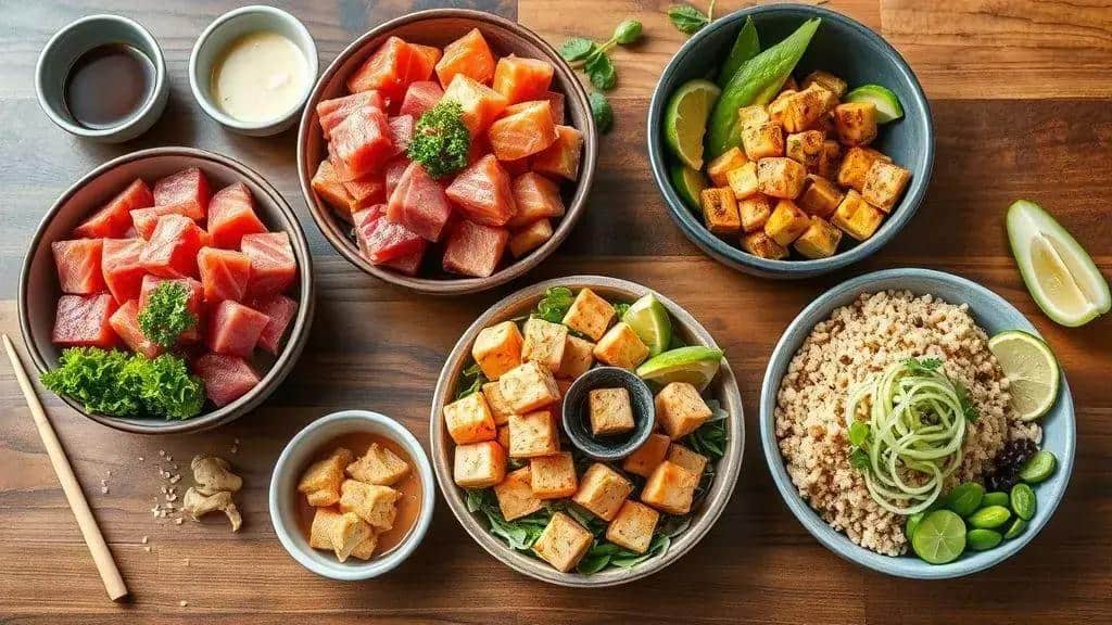 Variações do poke de atum: versões regionais e opções sem peixe