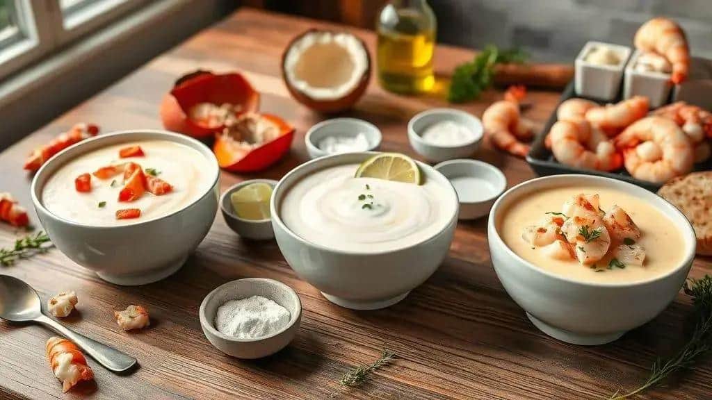 Variações e substituições (opções sem lactose e com frutos do mar)