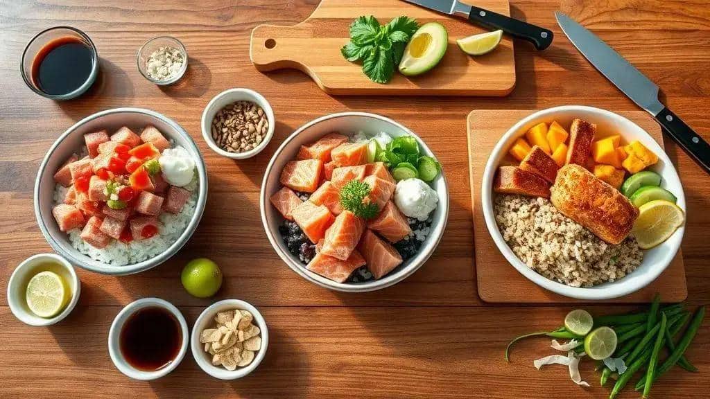 Variações e substituições para seu poke bowl