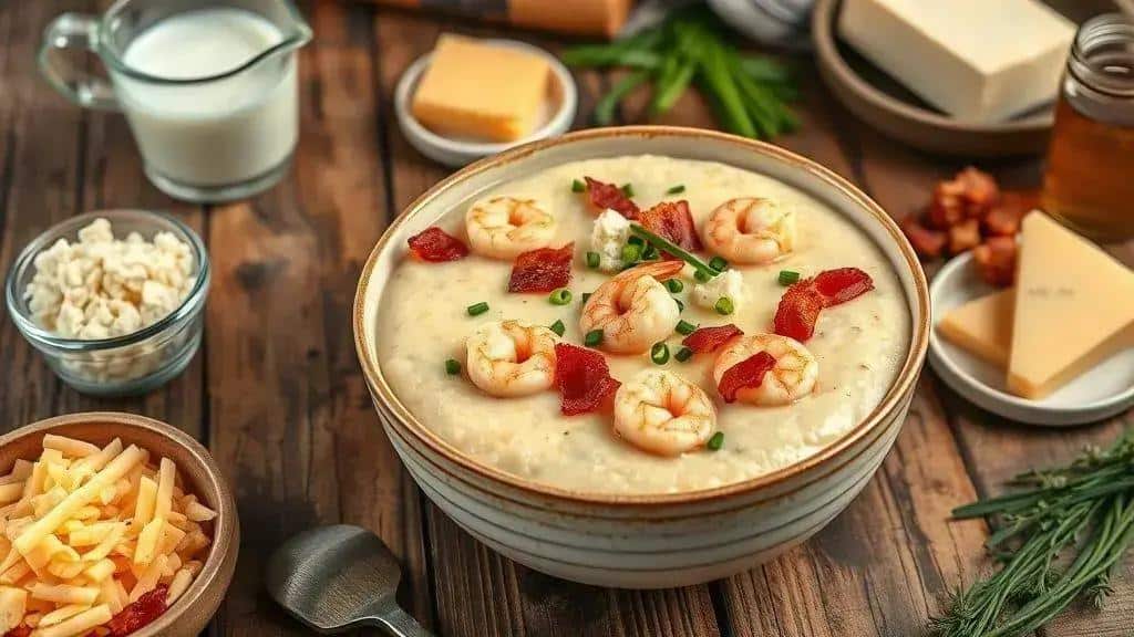 Variations of grits cremosos: herbs, proteins and cheeses