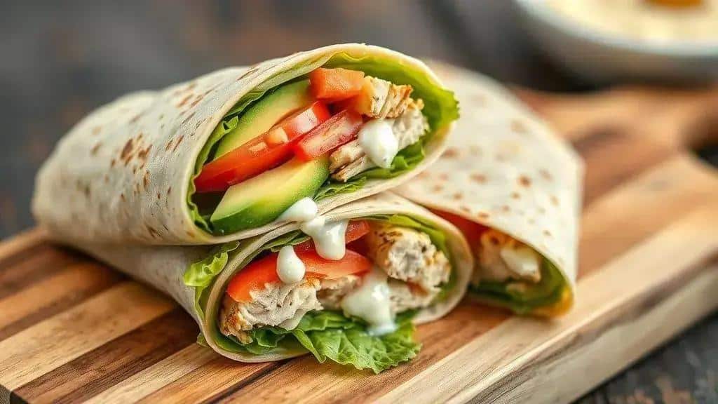 Wrap de Frango com Abacate e Tomate Costa Oeste chicken wrap