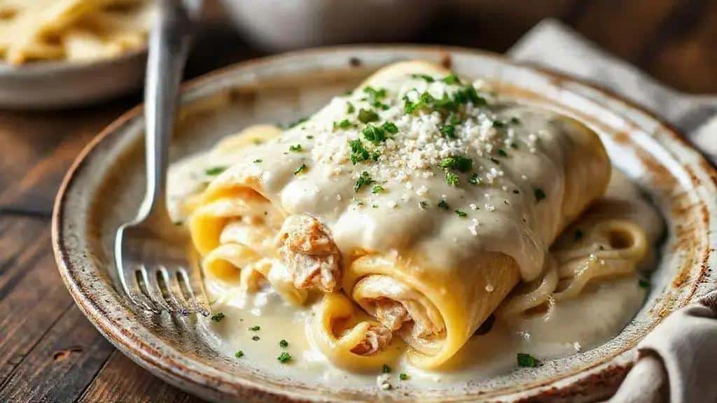 Canelone de Frango com Molho Branco