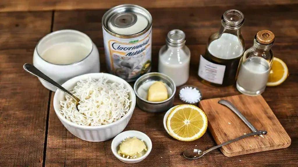 Ingredientes da cocada de micro-ondas cremosa