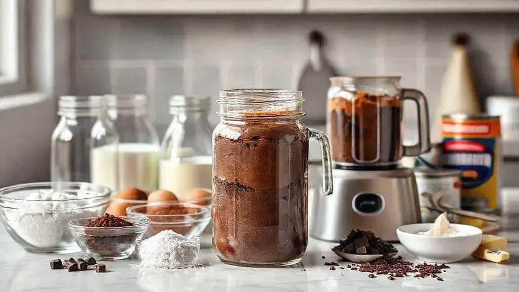 Ingredientes do bolo de pote de chocolate de liquidificador