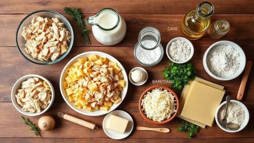 Ingredientes do canelone de frango