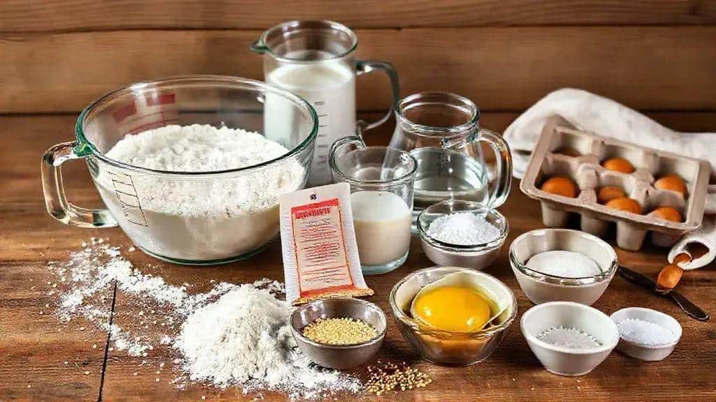 Ingredientes do pão para cachorro quente